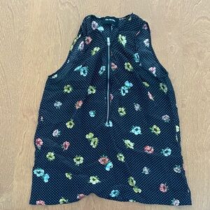 The Kooples Black Floral Zip Top